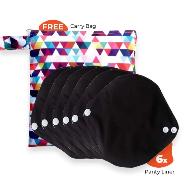 Topsy Daisy Solid Black Liners Set, reusable bamboo terry